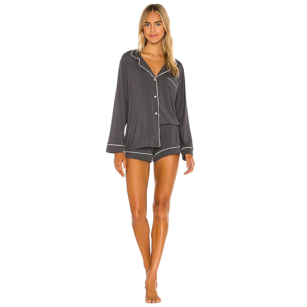 Eberjey Graphite Gray Gisele Piped Long Sleeve Pa… - image 1